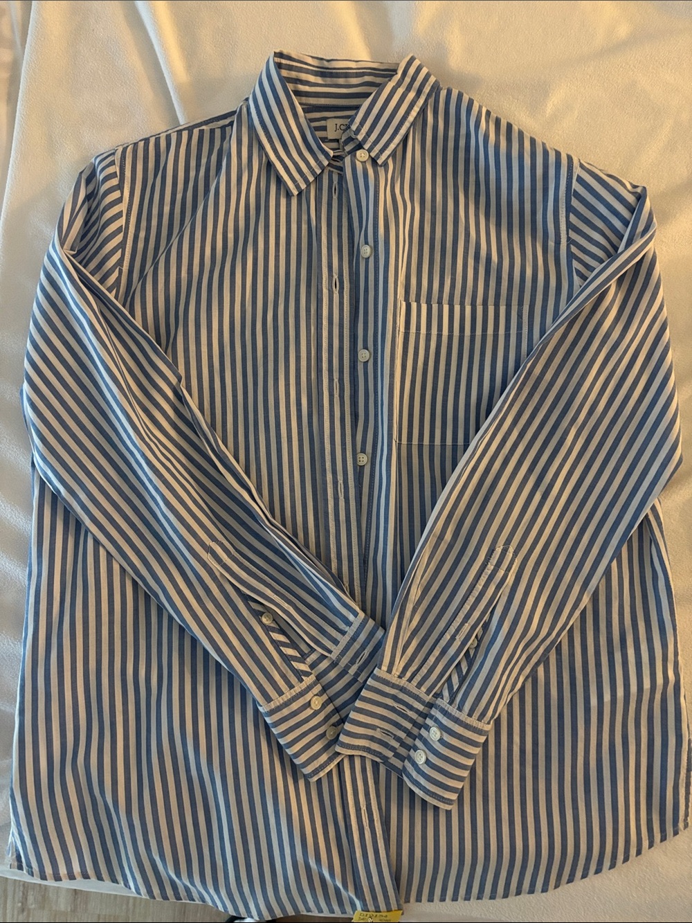 J. Crew Navy and White Vertical Stripe Button-Down Shirt